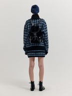 EENK EENK XEZAL Houndstooth Check Knit Turtleneck - Blue/Black