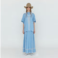 EENK EENK WICOLE Flared Maxi Skirt - Skyblue Stripe