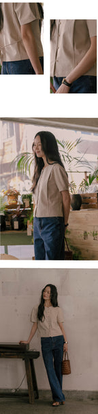 TILLIDIE Button blouse_TISU01BL04_Beige