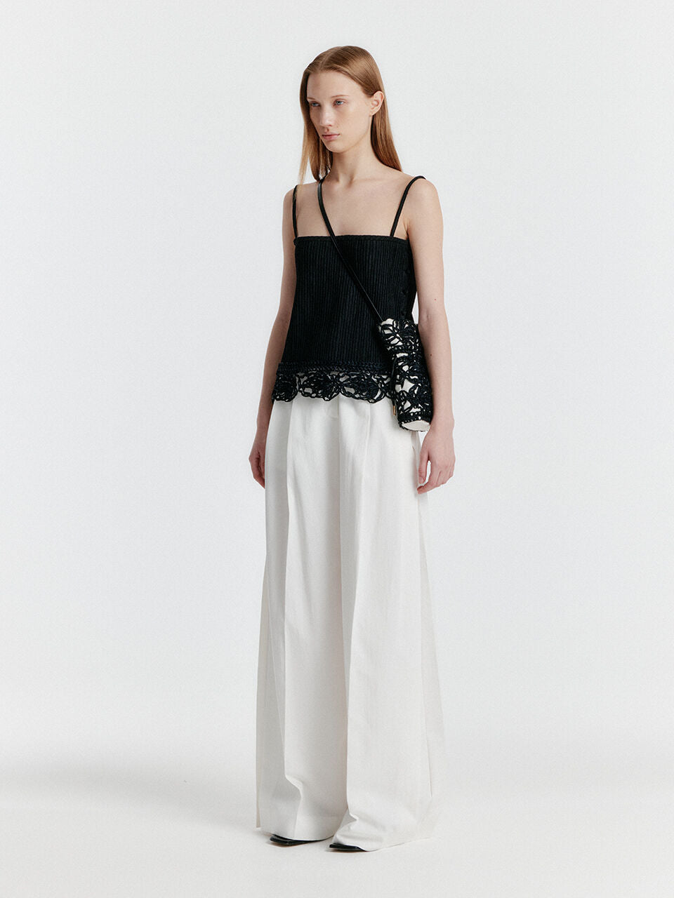 EENK [Hyomin wearing] YILI Side-tuck Wide Pants - White
