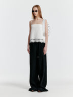 EENK YENIZ Lace-trim Pants - Black