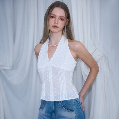 Flower Halter Blouse [White]