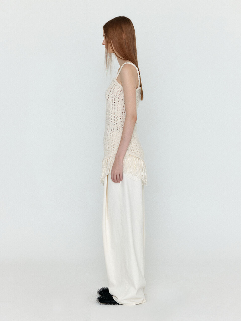 EENK EENK WJEAN Folded Front Wide Denim Pants - Ivory