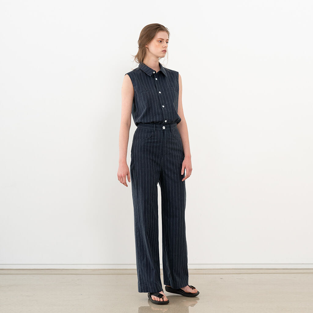 jain song STRIPED SLEEVELESS JUMPSUIT (JTSD105)