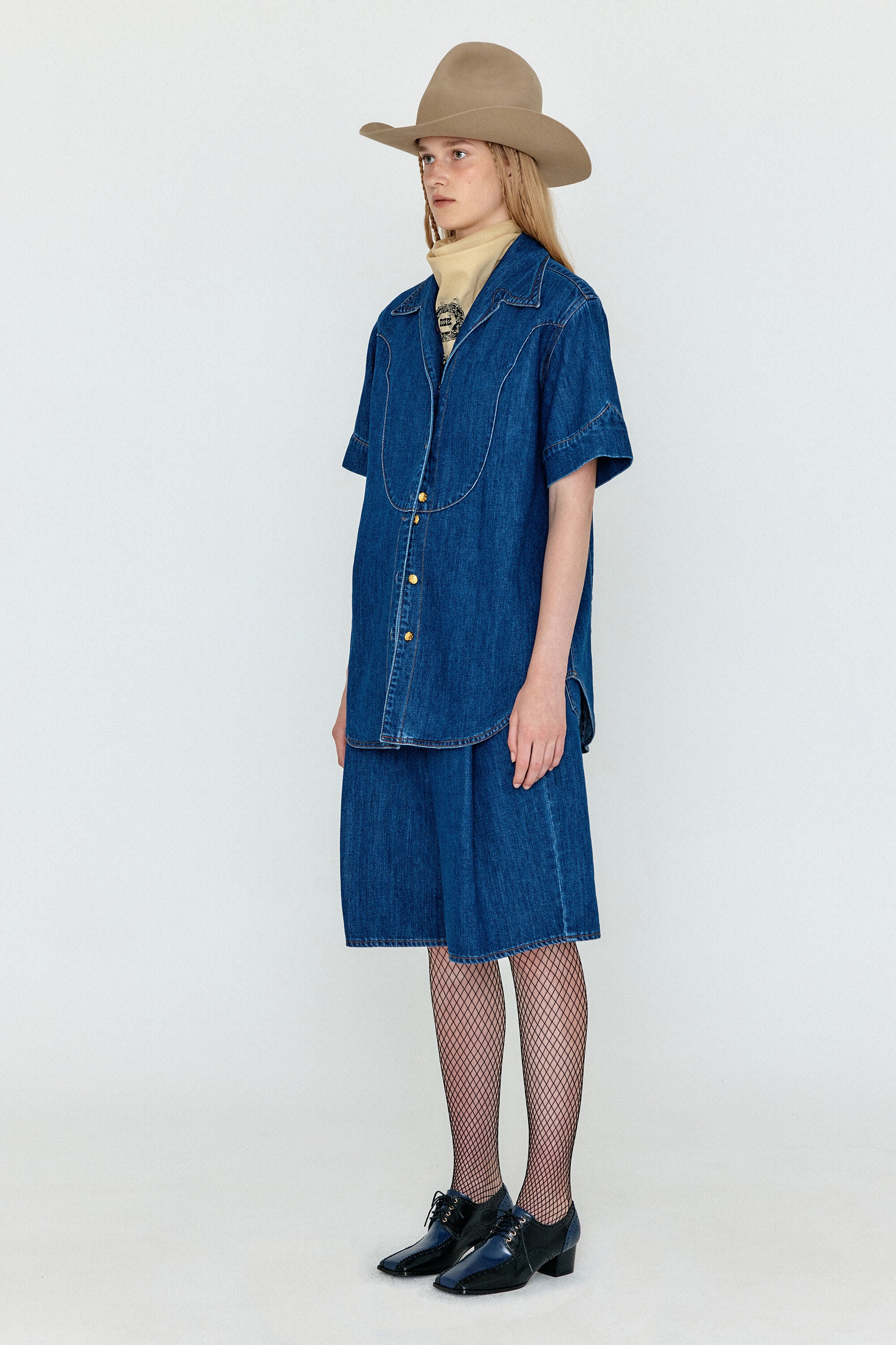 EENK EENK WICO Folded Front Denim Bermuda Shorts