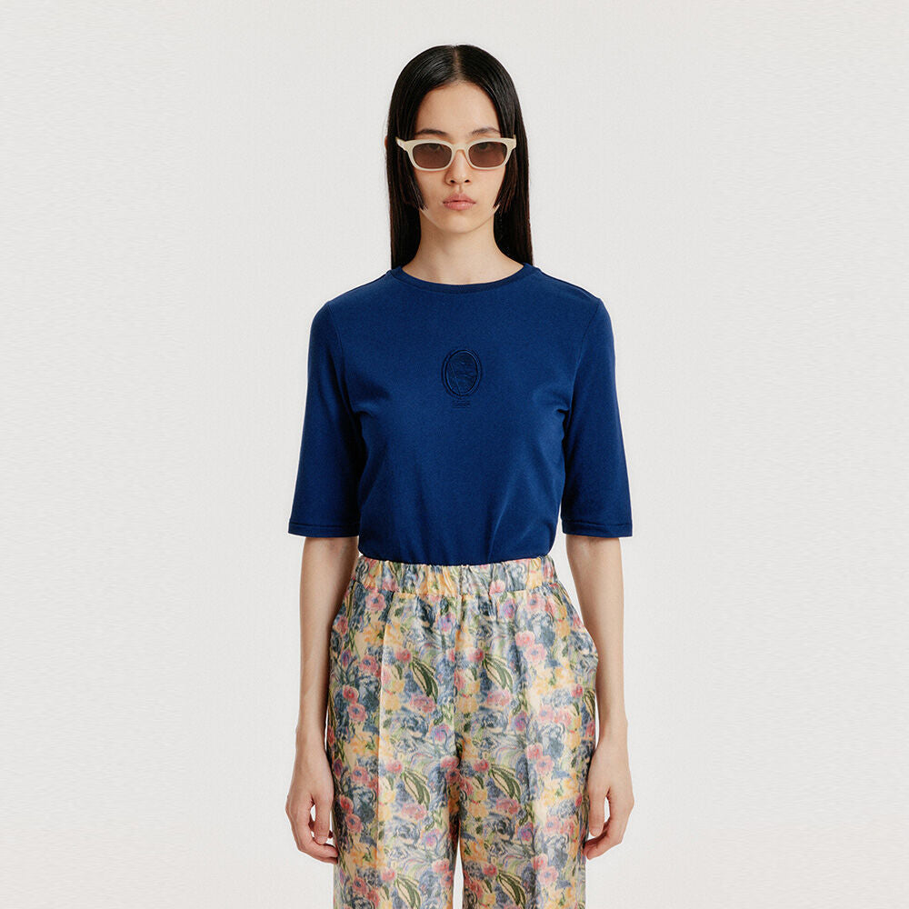 EENK YOL Lace Trimed T-Shirt - Navy