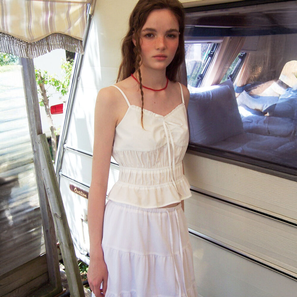 ETMON Smocked Cami Blouse, White