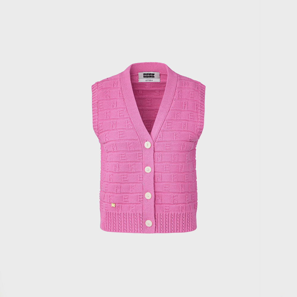 EENK Logo Jacquard Knit Vest - Pink