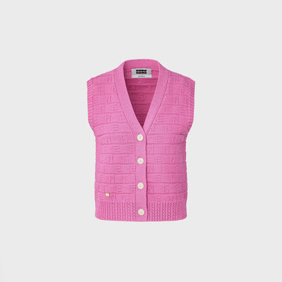 Logo Jacquard Knit Vest - Pink