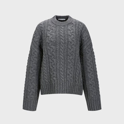 CABLE-KNIT JUMPER MELANGE GREY (W23KT807MG)
