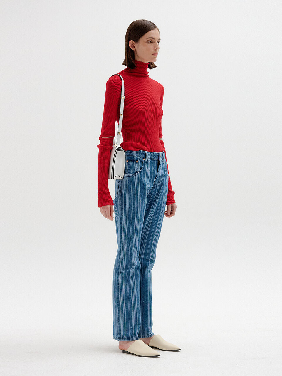 EENK EENK Flared Denim Pants - Blue Stripe