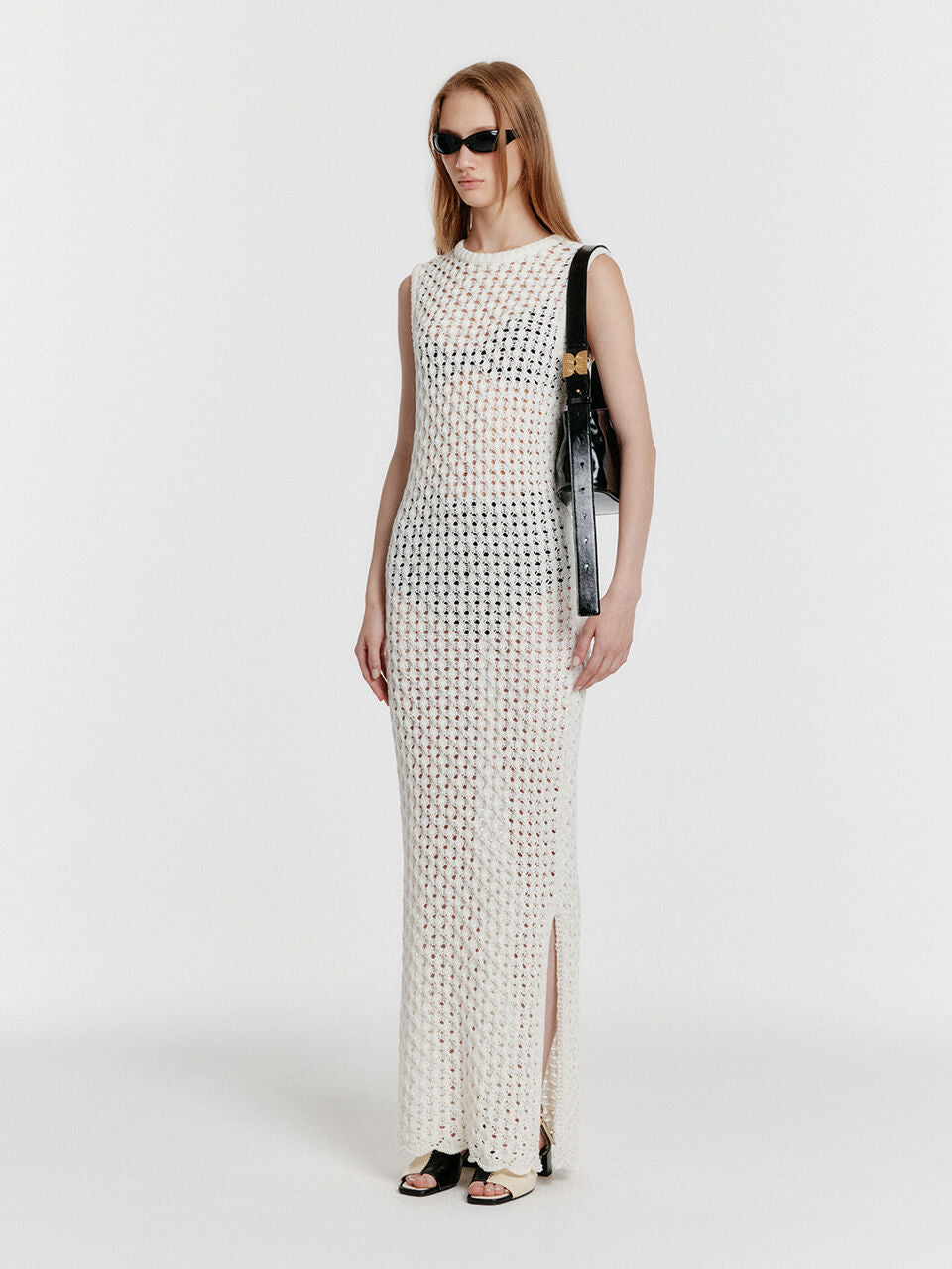 EENK EENK YIONY Maxi Cable Knit Dress - Ivory