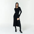 YCH RIBBED-KNIT DRESS BLACK (F23KD808BK)