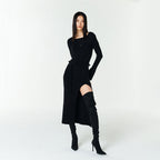 YCH RIBBED-KNIT DRESS BLACK (F23KD808BK)
