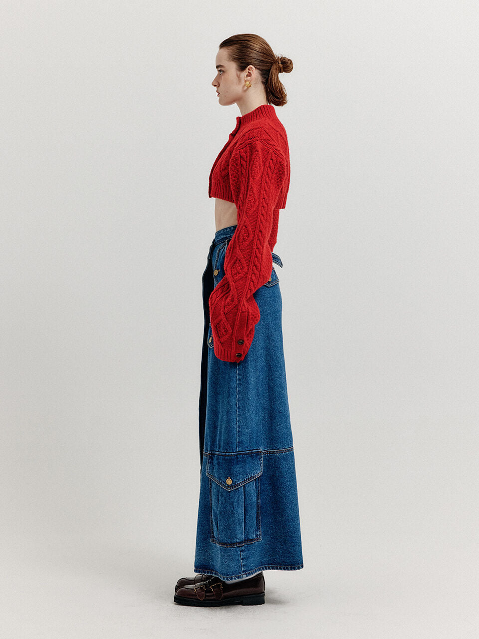 EENK EENK Cargo Maxi Denim Wrap Skirt - Blue