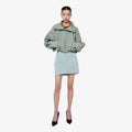 YCH LEATHER MINI SKIRT GREY (F24SK5061GY)