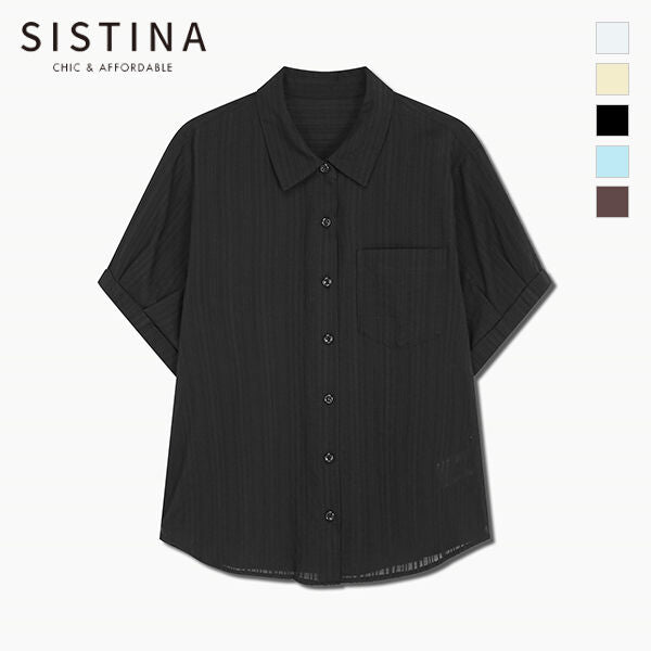 SISTINA Cotton striped pocket shirt_AWWSTQ21160