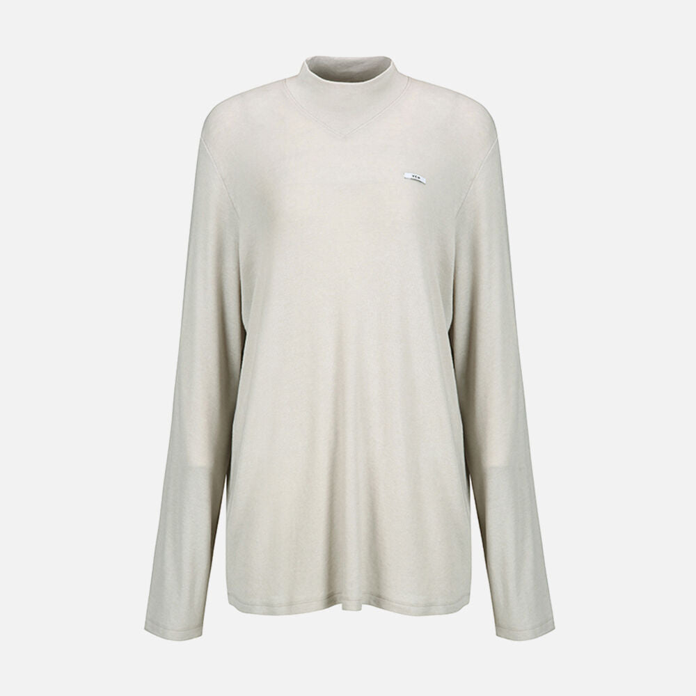 YCH LONG SLEEVE CLASSIC MIDI NECK TOP PALE BEIGE (W24TS11141PE)