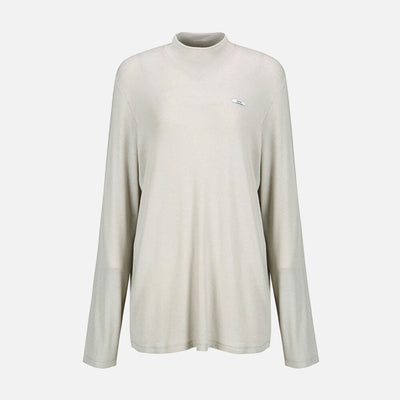 LONG SLEEVE CLASSIC MIDI NECK TOP PALE BEIGE (W24TS11141PE)