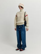 EENK EENK XUEST Oversized Knit Turtleneck - Cream/Red