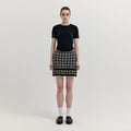 EENK XIAMOND Houndstooth Check Knit Skirt - Black/Ivory