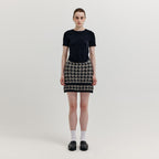 EENK XIAMOND Houndstooth Check Knit Skirt - Black/Ivory