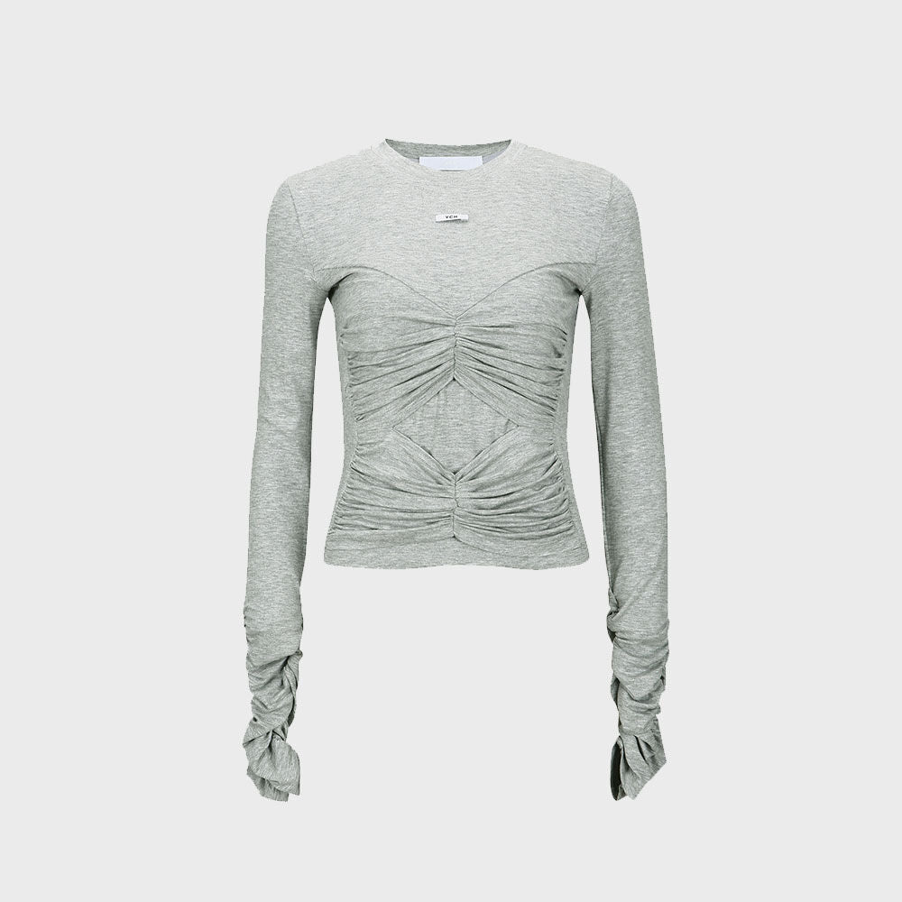 YCH RUCHED TOP MELANGE GREY (F23TO901MG)