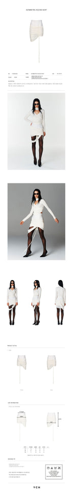 YCH ASYMMETRIC-RUCHED SKIRT IVORY (F23SK502IV)