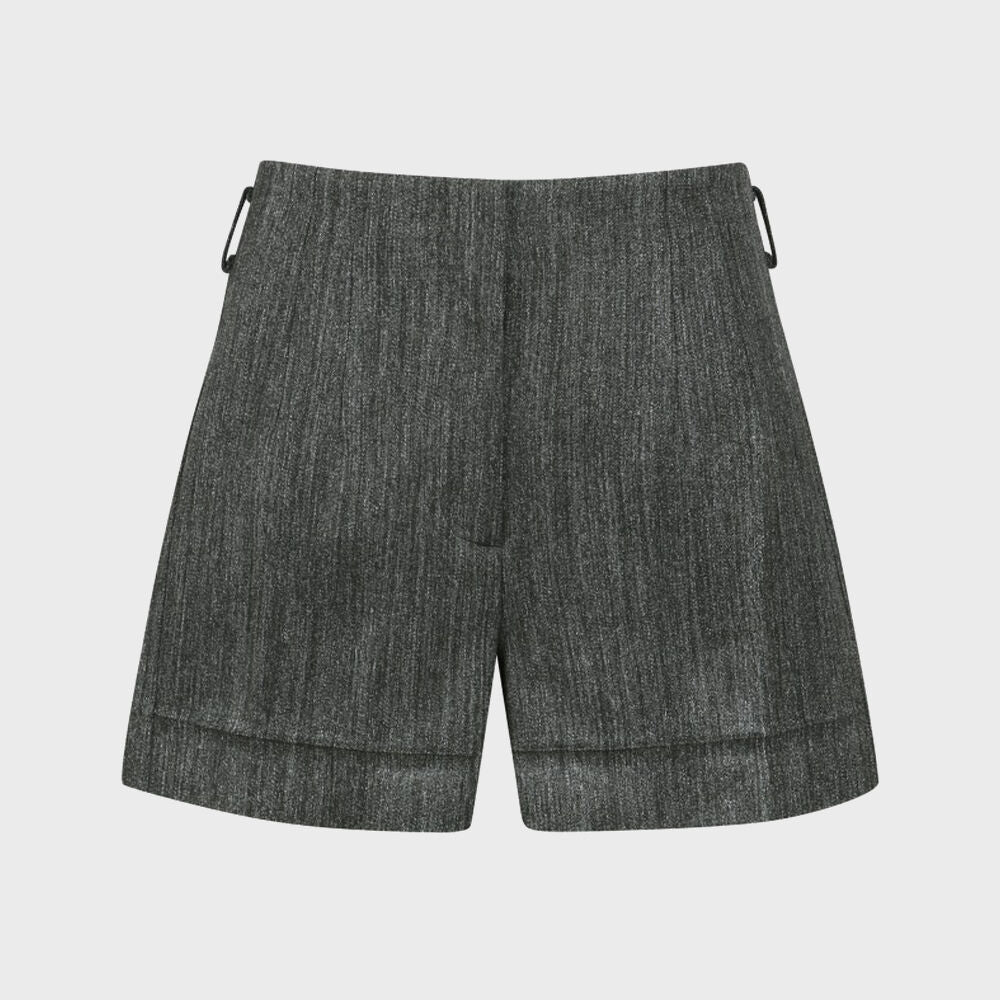 YCH HERRINGBONE HIDDEN BOTTON SHORTS GREY (W24PT5072GY)