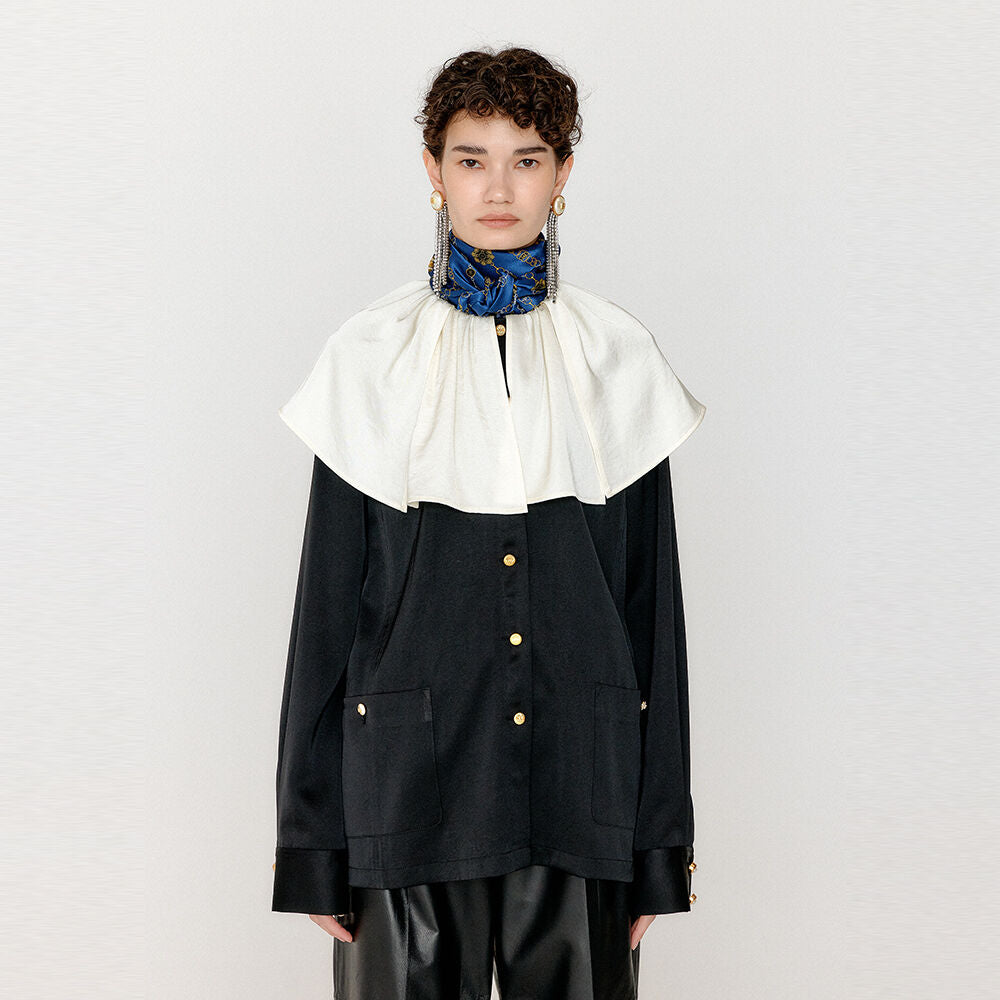 EENK EENK Blouse Big Collared - Black/Ivory