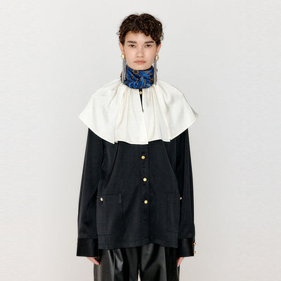 EENK Blouse Big Collared - Black/Ivory
