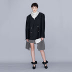 YCH KNITTED SKIRT&PONCHO MELANGE GREY (W23KT804MG)
