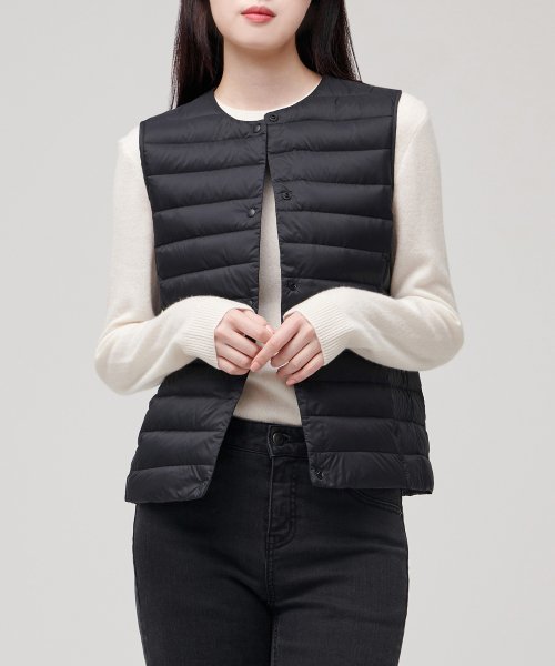 MUSINSA STANDARD WOMAN MUSINSA STANDARD WOMAN Padded Jacket Women's Transform Round Neck Light Down Vest [Black]