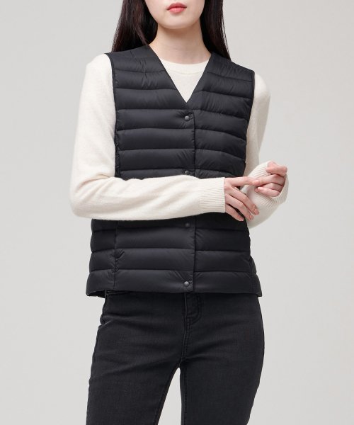 MUSINSA STANDARD WOMAN MUSINSA STANDARD WOMAN Padded Jacket Women's Transform Round Neck Light Down Vest [Black]