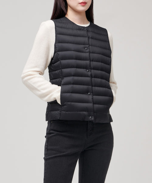 MUSINSA STANDARD WOMAN MUSINSA STANDARD WOMAN Padded Jacket Women's Transform Round Neck Light Down Vest [Black]
