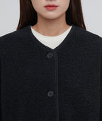 MUSINSA STANDARD WOMAN MUSINSA STANDARD WOMAN Fleece Collarless Jacket Black
