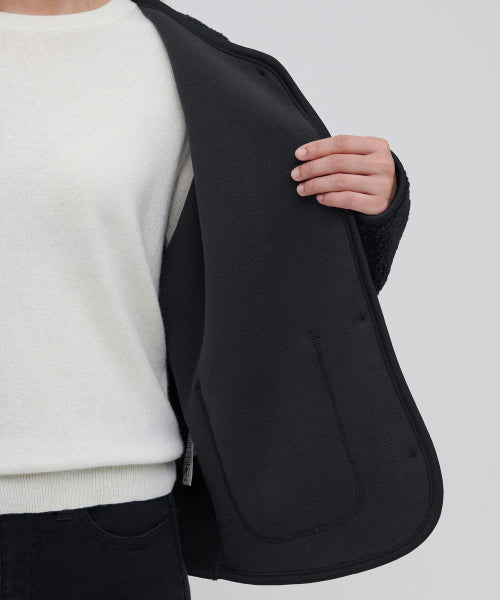 MUSINSA STANDARD WOMAN MUSINSA STANDARD WOMAN Fleece Collarless Jacket Black