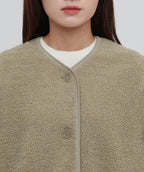 MUSINSA STANDARD WOMAN MUSINSA STANDARD WOMAN Fleece Collarless Jacket Beige