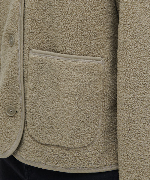 MUSINSA STANDARD WOMAN MUSINSA STANDARD WOMAN Fleece Collarless Jacket Beige