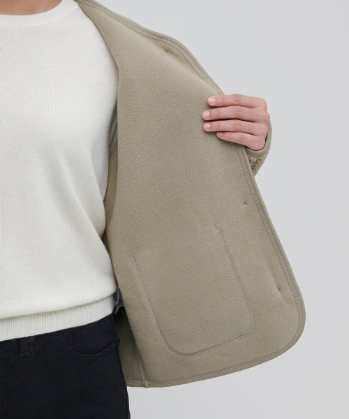 MUSINSA STANDARD WOMAN MUSINSA STANDARD WOMAN Fleece Collarless Jacket Beige
