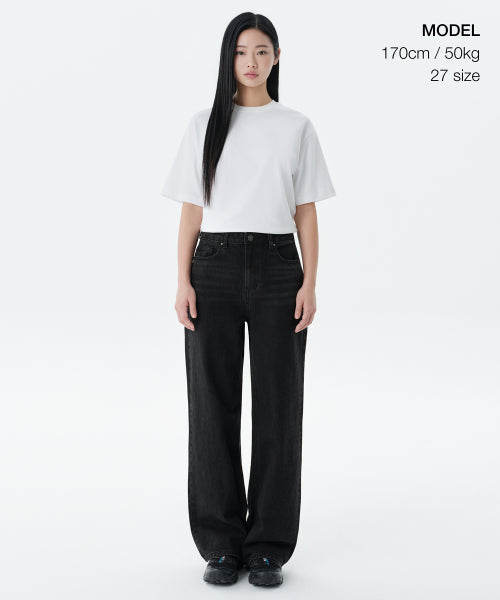 MUSINSA STANDARD WOMAN MUSINSA STANDARD WOMAN Women's Wide Denim Pants (Washed Black)