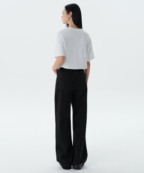 MUSINSA STANDARD WOMAN MUSINSA STANDARD WOMAN Women's Wide Denim Pants (Washed Black)