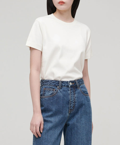 MUSINSA STANDARD WOMAN MUSINSA STANDARD WOMAN T-Shirt Basic Crew Neck [Cream]