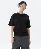 MUSINSA STANDARD WOMAN MUSINSA STANDARD WOMAN Relaxed Fit Crew Neck T-Shirt (Black)