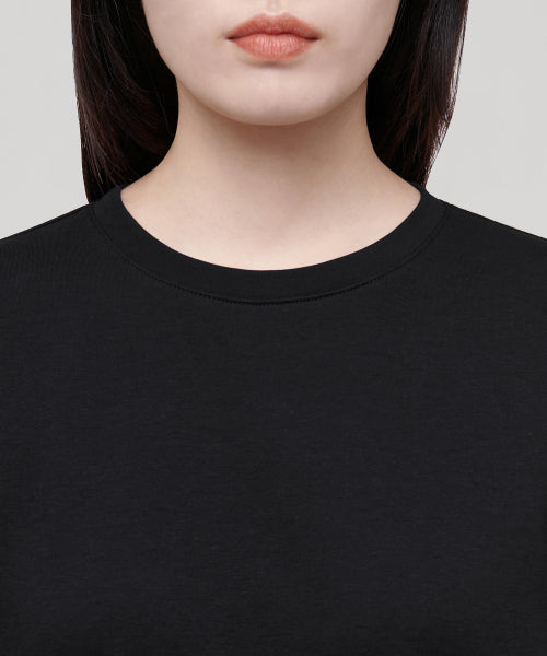 MUSINSA STANDARD WOMAN MUSINSA STANDARD WOMAN Relaxed Fit Crew Neck T-Shirt (Black)