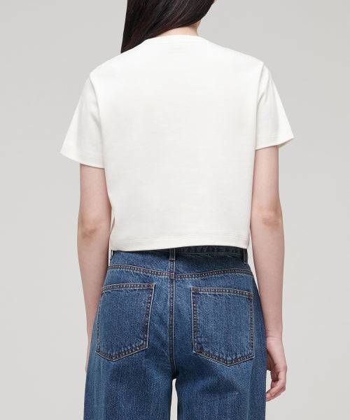 MUSINSA STANDARD WOMAN MUSINSA STANDARD WOMAN Crew Neck Crop T-Shirt (Cream)