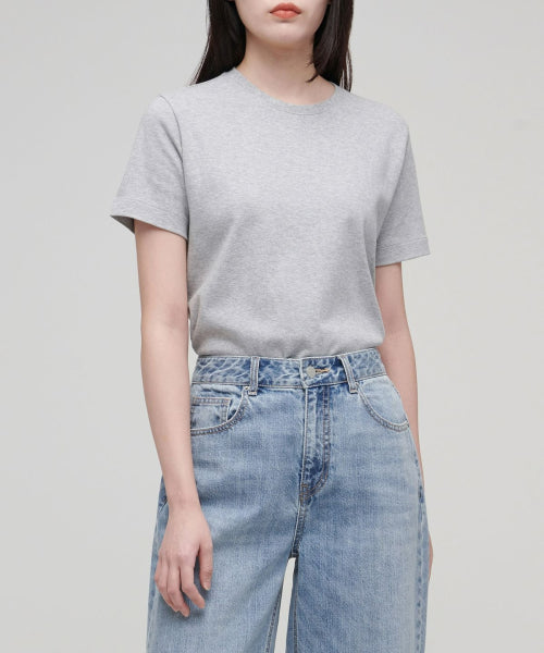 MUSINSA STANDARD WOMAN MUSINSA STANDARD WOMAN Women's Basic Crew Neck T-Shirt [Medium Gray]