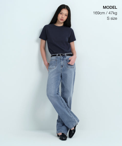 MUSINSA STANDARD WOMAN MUSINSA STANDARD WOMAN Basic Crew Neck T-Shirt Dark Navy