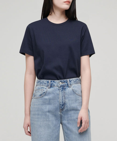 MUSINSA STANDARD WOMAN MUSINSA STANDARD WOMAN Basic Crew Neck T-Shirt Dark Navy