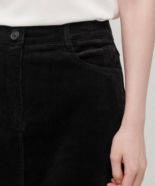 MUSINSA STANDARD WOMAN MUSINSA STANDARD WOMAN Corduroy Midi Skirt Black